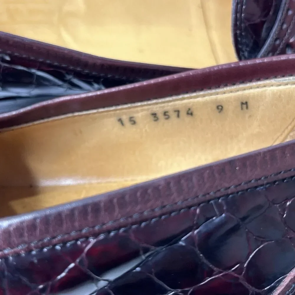 JOHNSTON & MURPHY Burgundy  Kiltie Tasseled Loafers Italy Mens 9M